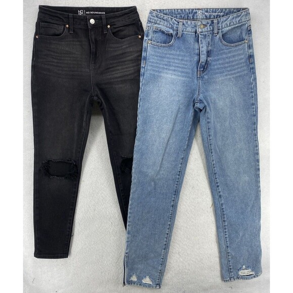 No Boundaries Jeans Womens Size 7 Skinny High Rise 2 Pairs Blue Black Denim - Picture 2 of 9